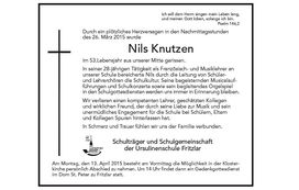 Trauernanzeige Nils Knutzen